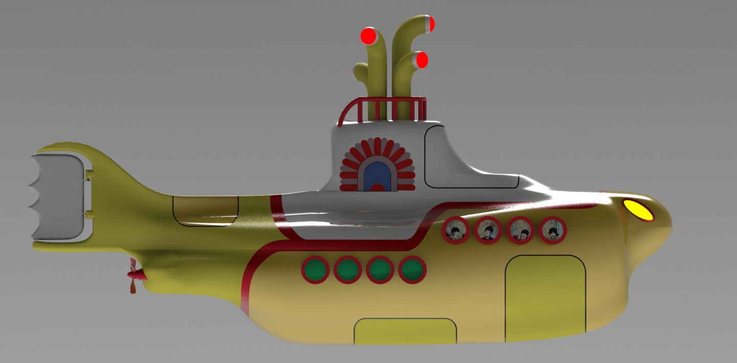 Yellow玩具小潜艇模型3D图纸 Solidworks设计